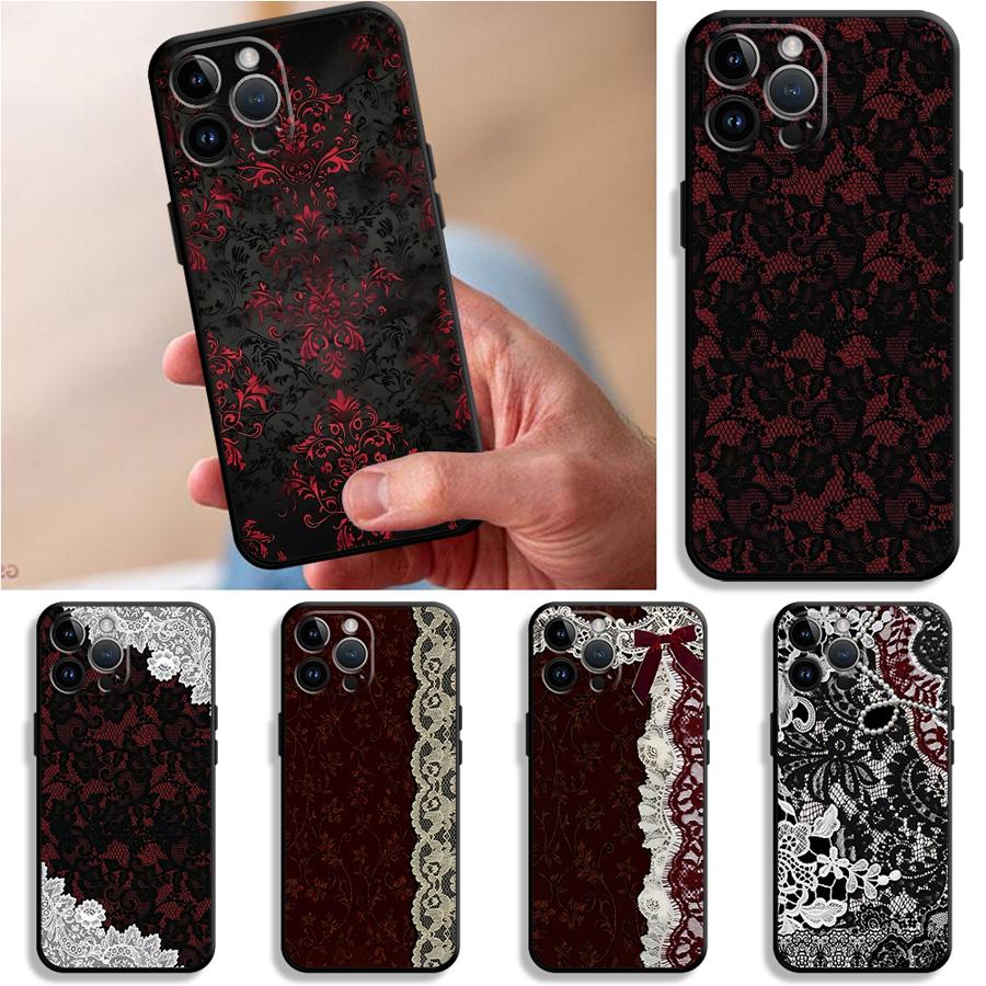 Phone Cases Red - Черно-красный сексуальный кружевной чехол для телефона
