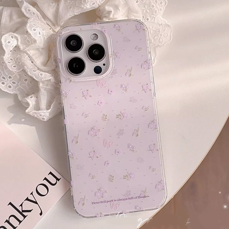 Phone Cases Purple - Ins Корейский фиолетовый цветочный нежный исцеляющий